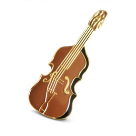 3-Piece Dark Brown String Violin Fiddle Musician Lapel or Hat Pin & Tie Tack Set with Clutch Back by Novel Merk