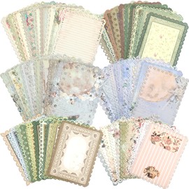 60 Sheets Vintage Lace Edged Scrapbook Paper Assorted Set, 6 Pack Mixed Vintage Paper for Scrapbooking Junk Journal Supplies Card Crafts Planner Bullet, 4.9x6.9 Inch&4.7x6.3 Inch