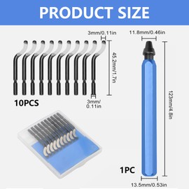Deburring Tool Set, Metal Handle Hand with 10PCS BS1010 High Speed Steel Blades Hand Deburring Tool Set 360 Degree Rotatable Pen Reamer Burr Remover tool for Cutting Deburrs Metal Wood or Plastic