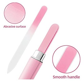 Paquete de 5 Limas de Uñas de Cristal Con Estuche - Doble Cara, Colores Mixtos Para Cuidado Suave de Uñas - Para Mujeres y Niñas