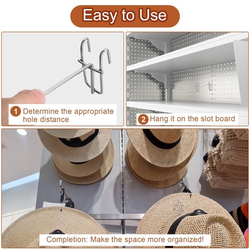 sourcing map 25Pcs 3.94" Pegboard Hook Display Hook, Metal Grid