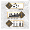 SE 24-Piece Tool Kit with Dual Head Hammer, Interchangeable Bits,