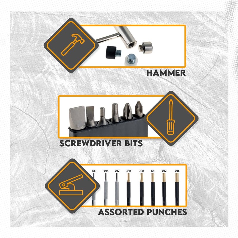SE 24-Piece Tool Kit with Dual Head Hammer, Interchangeable Bits,