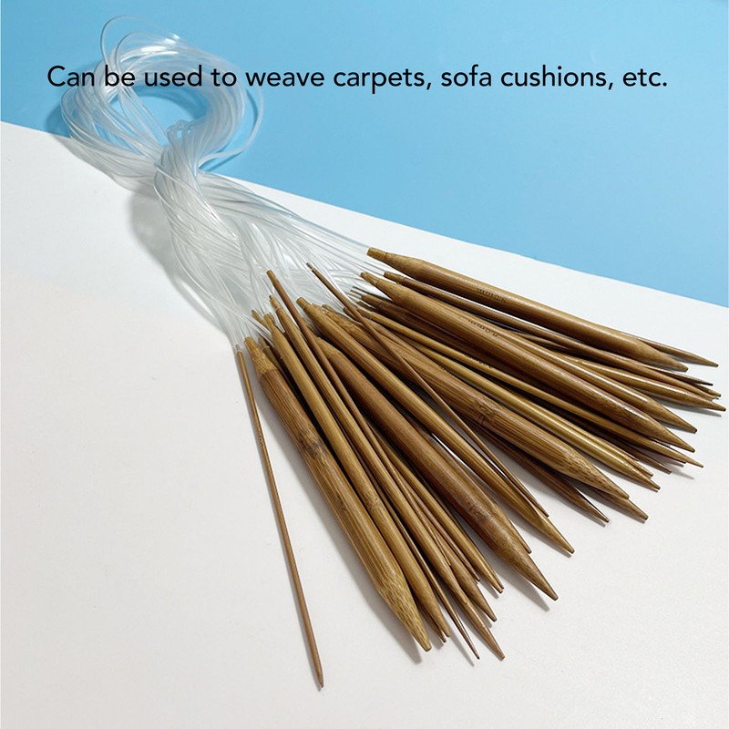 12pcs Afghan Rug Crochet Hook Handicraft Carbonized Bamboo Tunisian Crochet
