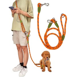 Hands Free Dog Leash Crossbody Dog Leash Rope 8.5ft Hands Free Leash for Large Medium Small Dogs Walking Jogging and Running (Orange, for 1 Dog)