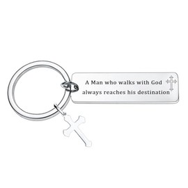 malyunin Christian Gift Keychain For Men Religious Gift Bible Verse Keychain Baptism Christmas Easter Birthday First Communion Gifts For Men