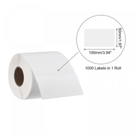 sourcing map Direct Thermal Label Shipping Stickers 4x2 Inch in 1 Row for Packaging, Craft Projects White 1000 Labels 1 Roll