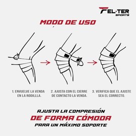 FELTER FITNESS Vendas para rodillas gym, rodilleras elásticas soporte para levantamiento de peso (rojo)