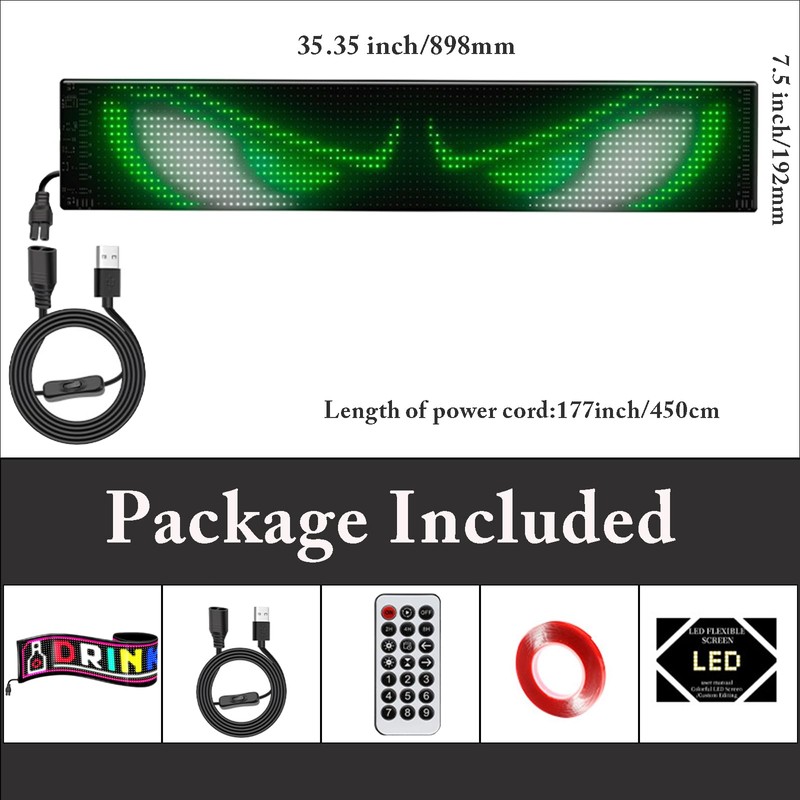 Programmable LED Scrolling Sign 35.3" x 7.5", Flexible RGB LED