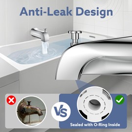 Tub Spout with Diverter – Slip-Fit Bathtub Faucet Spout Replacement, 1/2” Copper Pipe Connection, Easy to Install, Universal for Bathroom Shower (Chrome)