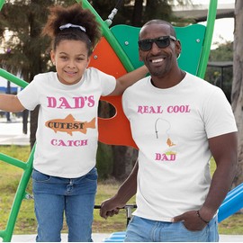 Fathers Day Dad and Son Matching Outfits Clothes Real Cool Dad Fishing Rod Fish - Cutest Catch Fish Cotton Dad 2X-Large Toddler 3T Oxford Gray
