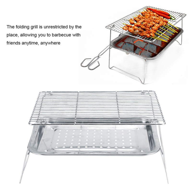 3Pcs/Set Stainless Steel Portable Folding Barbecue Grill BBQ Grilling Rack