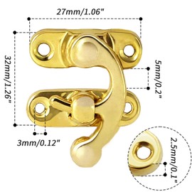 Biaungdo 5pcs Gold Vintage Style Swing Bag Clasp Closure Lock Latch for Furniture Wooden Box Jewelry Case Silver Tone with Mounting Screw & Screwdriver, 33 x 29 mm