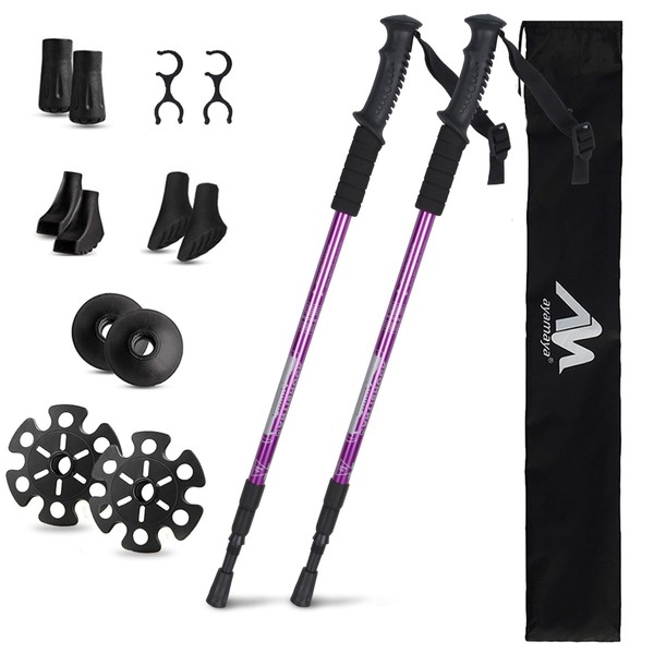 Hiking Poles - AYAMAYA Telescopic Collapsible Trekking Poles with Quick