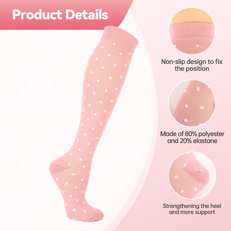 Kaempe 6 Paar Kompressionsstrümpfe Damen Bunt, Thrombosestrümpfe Flug, Compression Socks