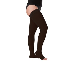 Juzo Soft 20-30 mmHg Compression Stockings, Thigh High, Silicone Band, Open Toe | Compression Socks for Moderate Varicosities & Edema, Post-Sclerotherapy, Post-Op | Black, Medium (III)