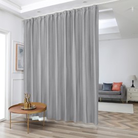 Phating Room Divider Curtains, Total Blackout Privacy Room Thermal Insulated Noise Reduction Theater Curtain for Bedroom and Living Room Ceiling Track Curtain (1Panel, Light-Grey, W15ft x H9ft)