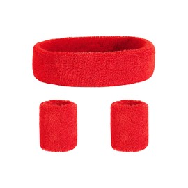 3-Piece Sweat Bands Set, Moisture-Wicking Terry Cloth Headband & Wristbands for Men Women Kids Gym Running Tennis