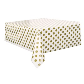 Unique Party 37293 - Plastic Gold Polka Dot Tablecloth, 9ft x 4.5ft