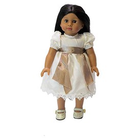 American Fashion World White Lace Sunday Dress with Ribbon for 18-Inch Dolls | Premium Quality & Trendy Design | Dolls Clothes | Outfit Fashions for Dolls for Popular Brands