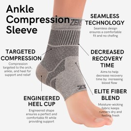 Zensah Ankle Support - Compression Ankle Brace - Great for Running, Soccer, Volleyball, Sports - Ankle Sleeve Helps Sprains, Tendonitis, Pain (X-Large, Black - Pair)