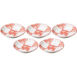 Set of 5, Checkered Cherry Blossom (Red) 3.0 Plates, 3.0 x 0.8 inches (10 x 2 cm) | Small Plates