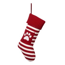 SUNNEE Christmas Stockings - Hanging Christmas Stocking Pet Paw Large Cable Knitted Stocking Decorations for Family Holiday Xmas Party Décor Burgundy (Rde)