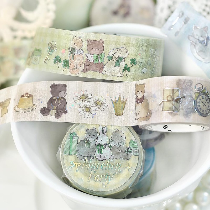 BGM BM-SDG075 Foil Stamping Masking Tape Fairy Tea Party Milk