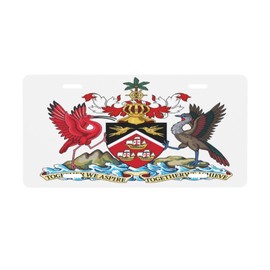 KOSUES Trinidad Tobago Coat of Arms Aluminum License Plate 6 x 12 Inch Metal Car Front License Plate Cover Car Decor Accessory Novelty Vanity Decoration Tag with 4 Holes Gift for Men Women