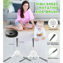 YBVABEX Side Brushes Compatible with Dreame L20 Ultra, L10 & D10 & D9 Series Robot Vacuums – 9 Pack Durable Corner Cleaning Accessories