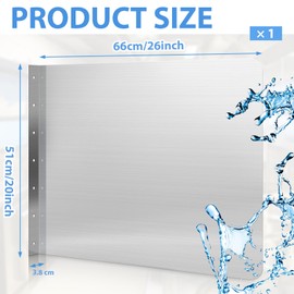 Amylove 26 x 20 Inch Stainless Steel Splash Guard Stainless Steel Wall Mount Guard with Screws Screws for Bathroom Sink Side Sink Splash Prep Sinks Protector for Commercial Kitchen Restaurant