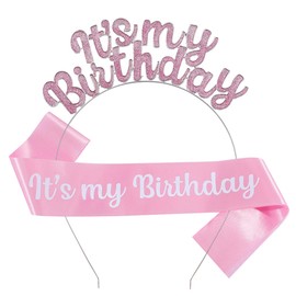 Birthday Sash and Tiara Set Happy Birthday Headband Crown and Sash for Girls Women Birthday Decorations and Gifts