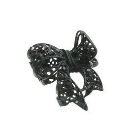 VINGTAINE H-139-BK- Hair Claw Ribbon Shaped Rhinestone Hair Clip Head Access Hair Accessory