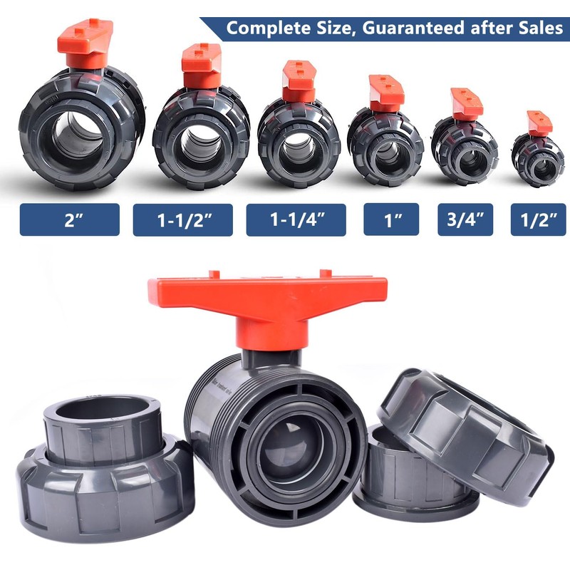 AIPOR 2" UPVC Union Ball Valve, Pool True Union Full