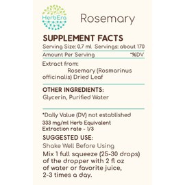 Rosemary B120 Alcohol-Free Herbal Extract Tincture, Concentrated Liquid Drops Natural Rosemary (Rosmarinus Officinalis) (4 fl oz)