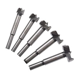 Fongmore Forstner Drill Bit Set 5pcs 15mm 20mm 25mm 30mm 35mm Woodworking Forstner Drill Bit Set Steel Long Shank Hinged