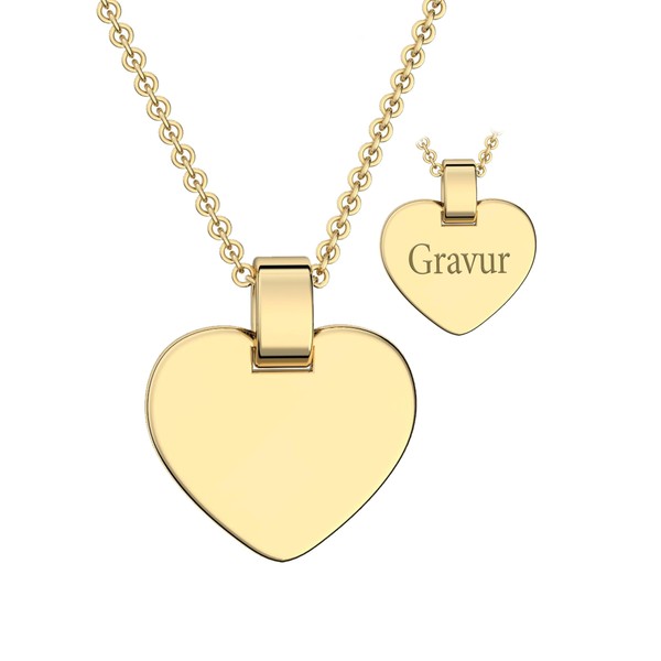 Amoonic Children's Heart Necklace with Engraving in Silver 925 and