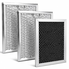 Microwave Charcoal Filter Replacement Kit – 3 Pack Grease Filters for GE JVM6175EK5ES JVM6172SK5SS Over-the-Range Microwaves with Easy Kitchen Air Maintenance