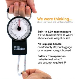 Mechanical Luggage Scale with Tape Measure, Up to 75 Pounds (Blue) - Lift Slowly