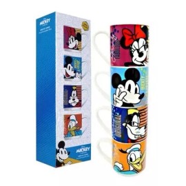 Juego De 4 Tazas De Cerámica Apilables 330 Ml