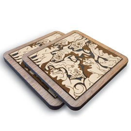 02 Siberian Husky Dog Coaster - Husky Dog Puzzle Wooden Coaster Set - Interlocking Jigsaw Drink Mats with Laser-Cut Design for Husky Lovers