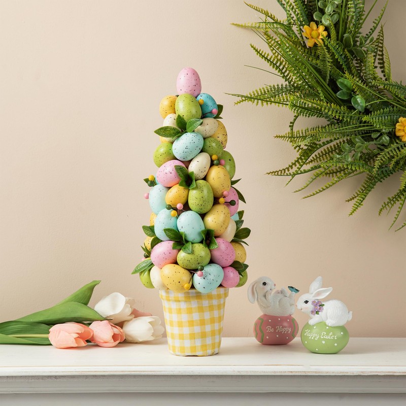 Glitzhome Easter Eggs Table Tree Decor for Spring Easter Party