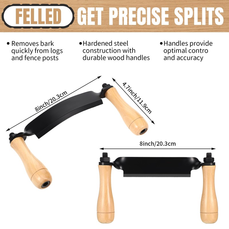 WILLBOND 2 Pcs 8 Inch Draw Shave Knife Set Draw