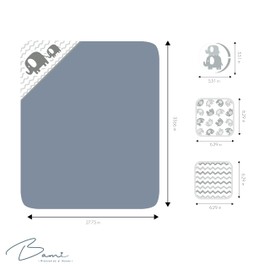 BAMI Baby Bath Set Hooded Towel with 2 Facial Towels and Bath Sponge Elephants Design