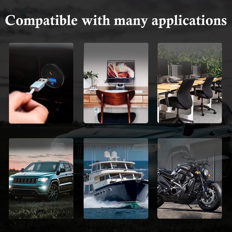 BATIGE Alloy USB 3.0 AUX DC3.5mm Port Car Mount Flush