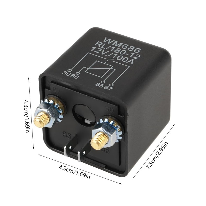 12V 100A Continuous Duty Relay, 4 Pin High Current Relay,