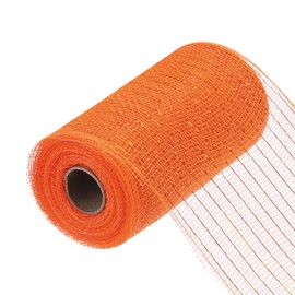MECCANIXITY 6 Inch Glitter Poly Burlap Mesh for Wreath, Decorative Mesh Fabric Ribbon 10 Yard for Fall Easter Christmas Flower Bow, Orange