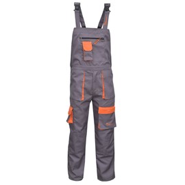 Generic Work Bib and Brace Overalls, Overalls Men, Bib and Brace Dungarees Mens Protective Coverall (Grey/Orange, X-Large)