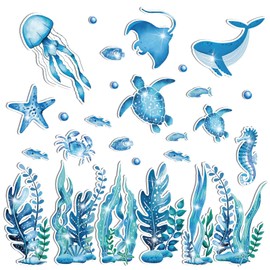 Ocean Cruise Door Magnets Decorations, Blue Under The Sea Animals Cruise Ship Door Decor Magnetic Stickers for Summer Cruise Room Fridge Car Kitchen Cabin Garage Refrigerator Door Carnival Party Decor