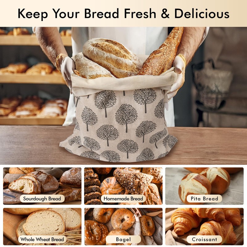Sourdough Bread Bags & Proofing Bowl Covers, 2 Pack Reusable